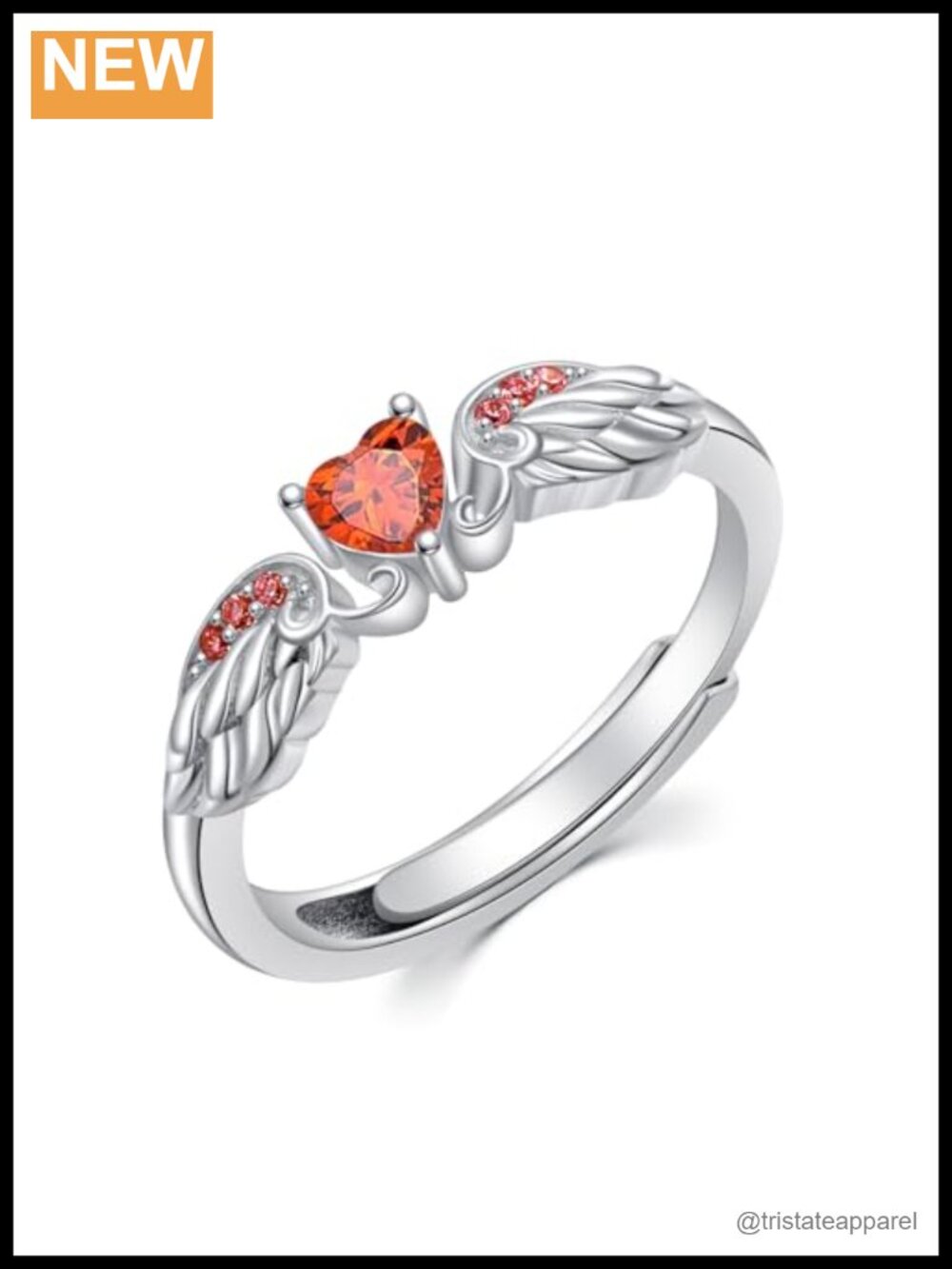 925 Sterling Silver Angel Wing Heart Promise Ring
